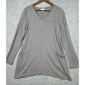 J Jill Women’s Tunic Sz M‎ Gray V Neck Pullover Pockets Comfort Casual